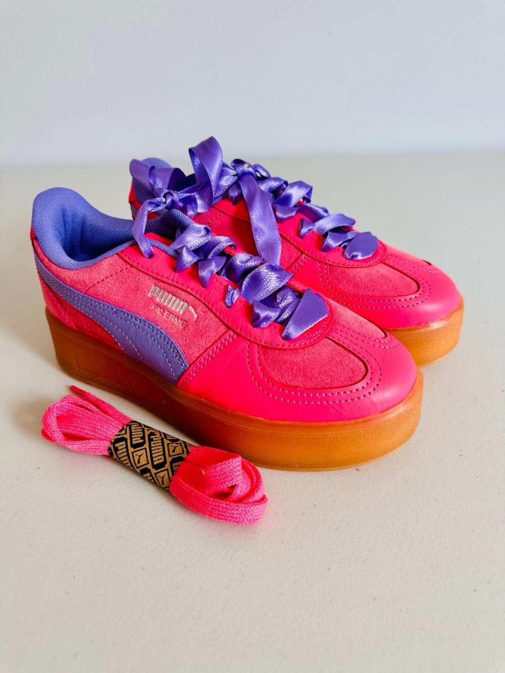 NEW PUMA PALERMO ELEVATA PINK AND LAVENDER SUEDE UPPER FASHION SNEAKERS SIZE 6.5